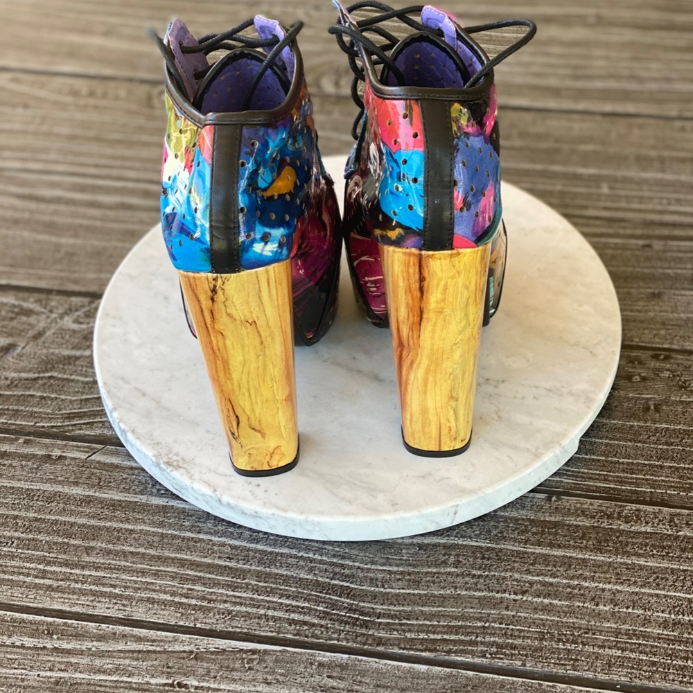 Multicolor Towering Funky Lace up Lita Combat Boot - Picture 5 of 7